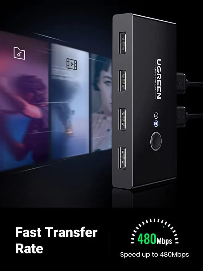 Ugreen 30767 USB 2.0 Sharing Switch 2 in 4 Out - للتقنيات الحديثة TT TAB متجر