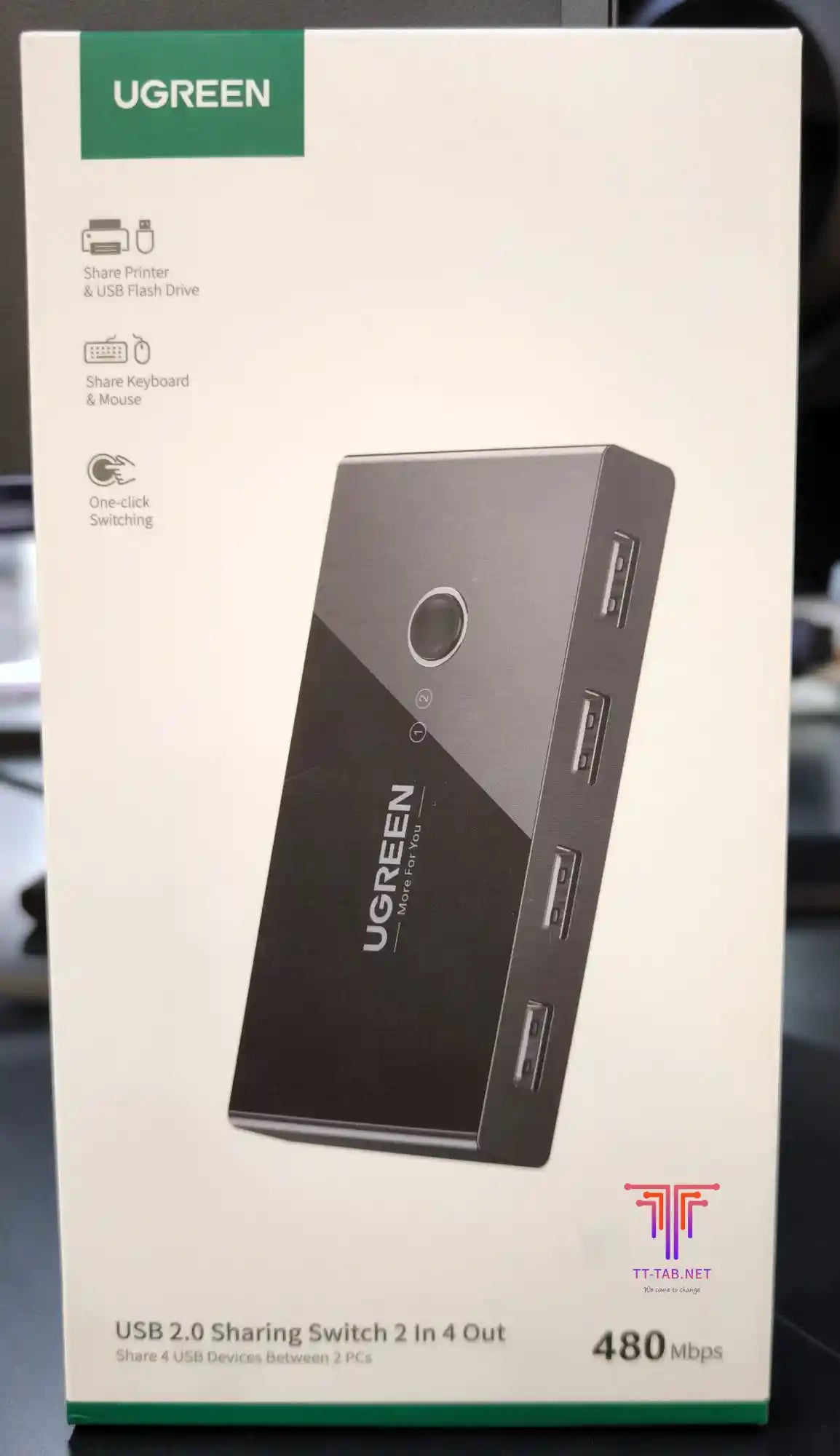 Ugreen 30767 USB 2.0 Sharing Switch 2 in 4 Out - للتقنيات الحديثة TT TAB متجر