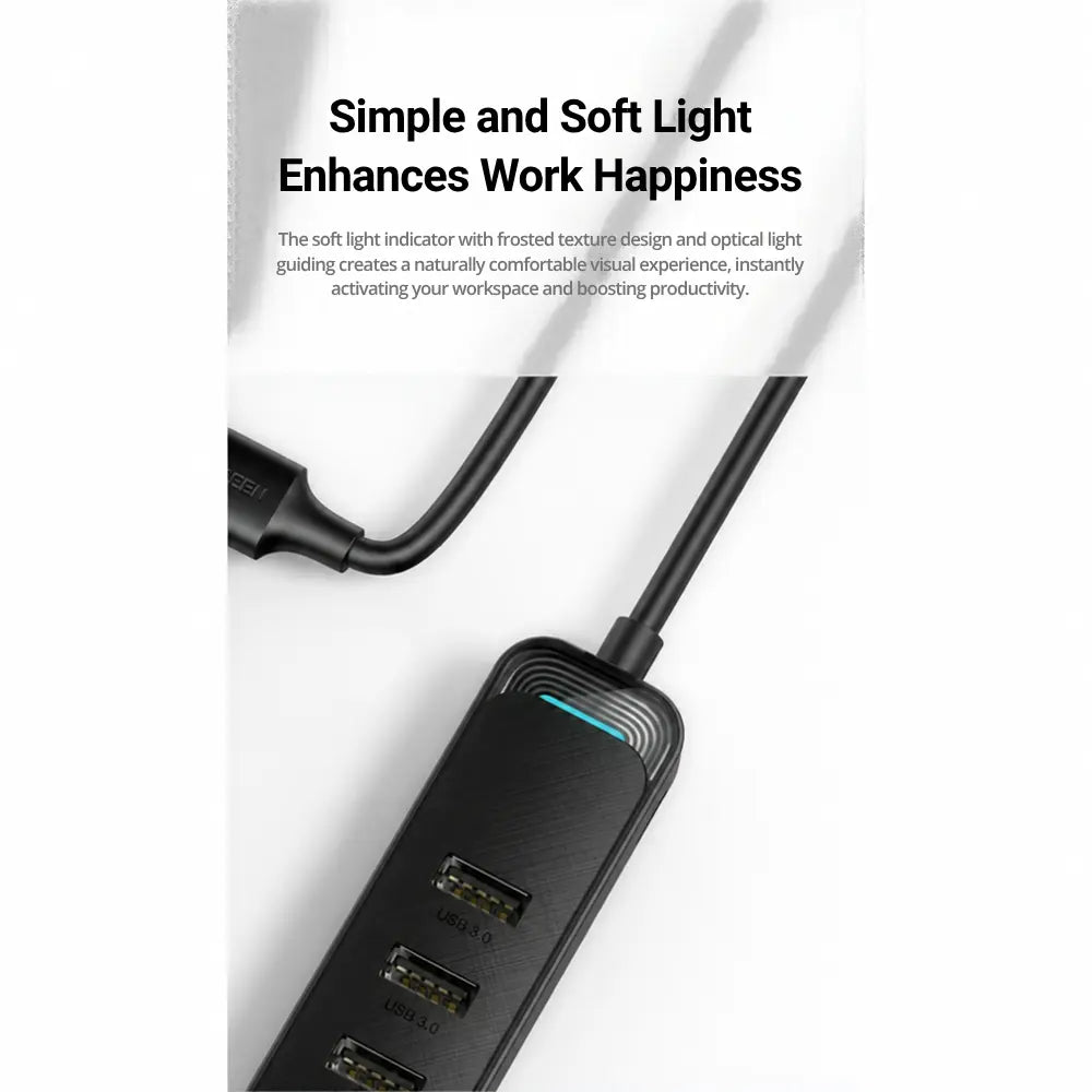 Ugreen CM456 20487 4-Port USB 3.0 Hub with 1m Cable and USB-C Power Input - متجر TT Tab للتقنيات الحديثة