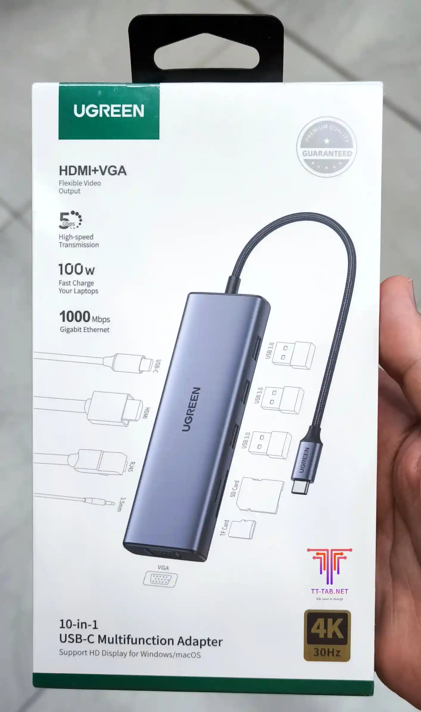 UGREEN USB C Hub, 10-in-1 USB-C Dongle with 4K HDMI & VGA Dual Monitor - للتقنيات الحديثة TT TAB متجر