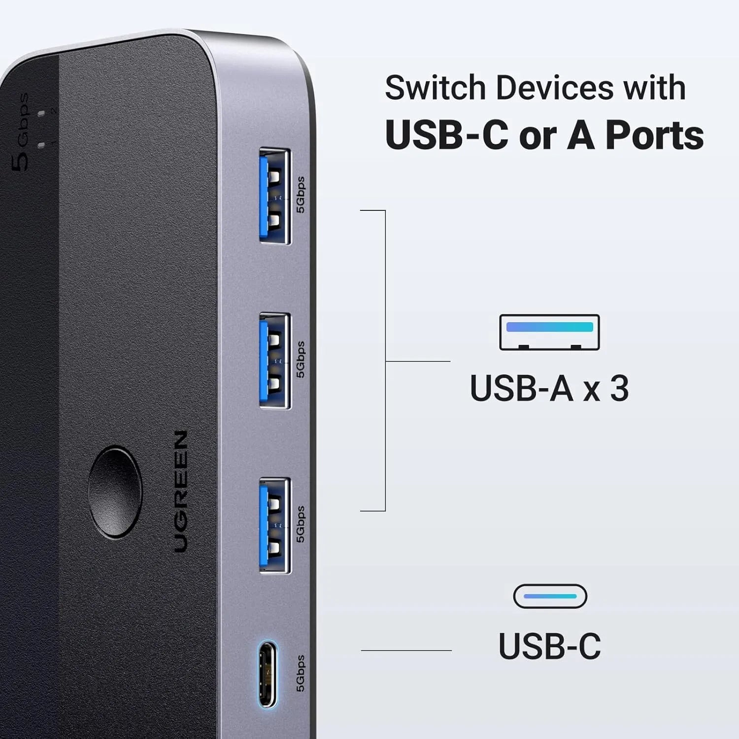 Ugreen CM662 15705 USB 3.0 Sharing Switch 2 in 4 Out Type-A Cable - متجر TT Tab للتقنيات الحديثة