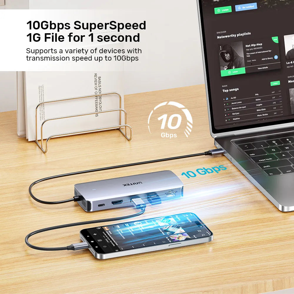 Unitek D1120A01 6-in-1 USB-C Hub with M.2 SSD Enclosure - للتقنيات الحديثة TT TAB متجر