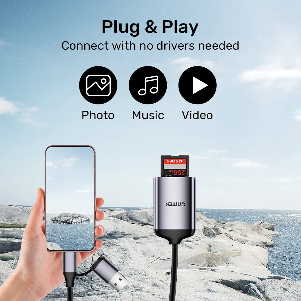 Unitek R1018E01 2-in-1 USB-C/A SD4.0 Card Reader - للتقنيات الحديثة TT TAB متجر