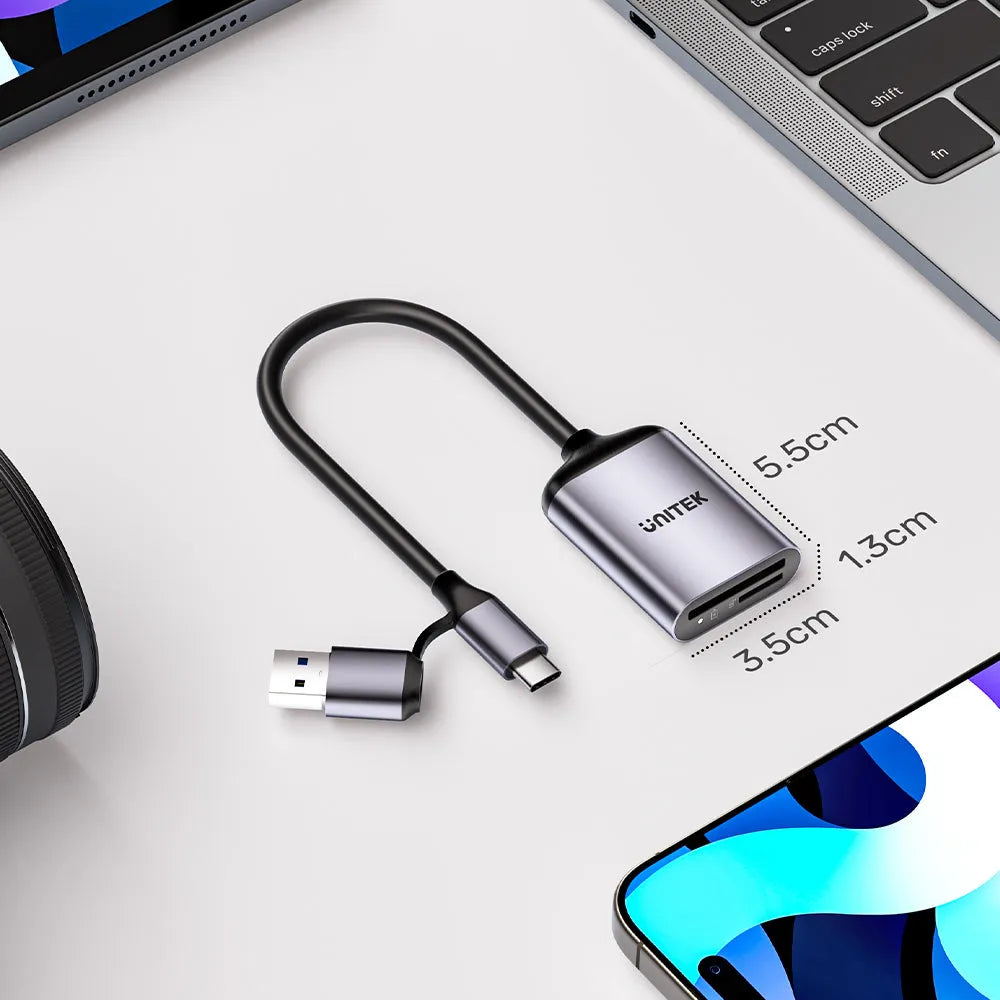 Unitek R1018E01 2-in-1 USB-C/A SD4.0 Card Reader - للتقنيات الحديثة TT TAB متجر