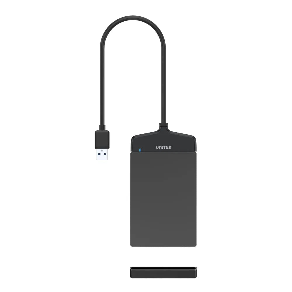 Black USB device with flexible neck on a white background