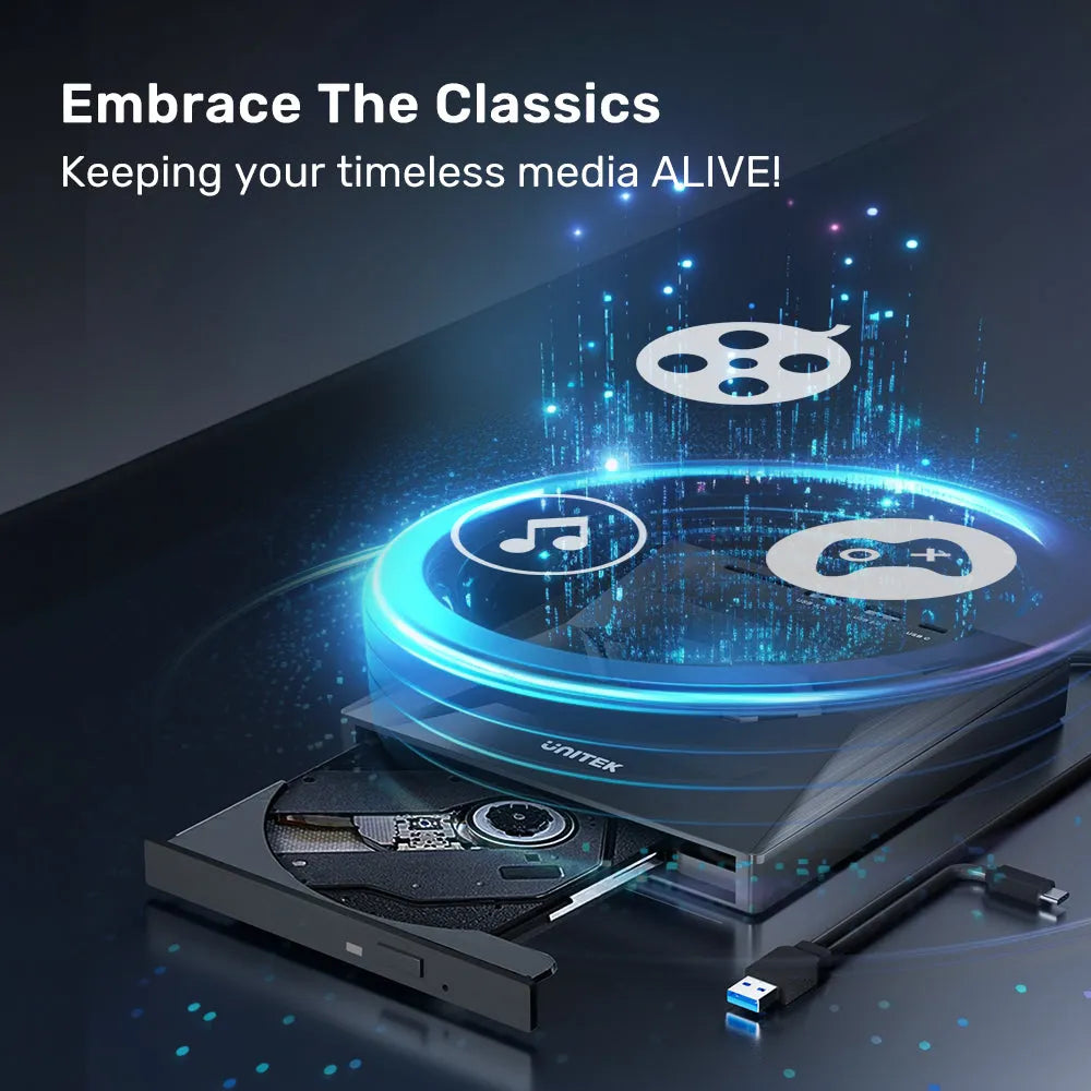 Unitek T1037A01 5-in-1 External DVD-RW Type-A/C with USB Hub and Card Reader - للتقنيات الحديثة TT TAB متجر