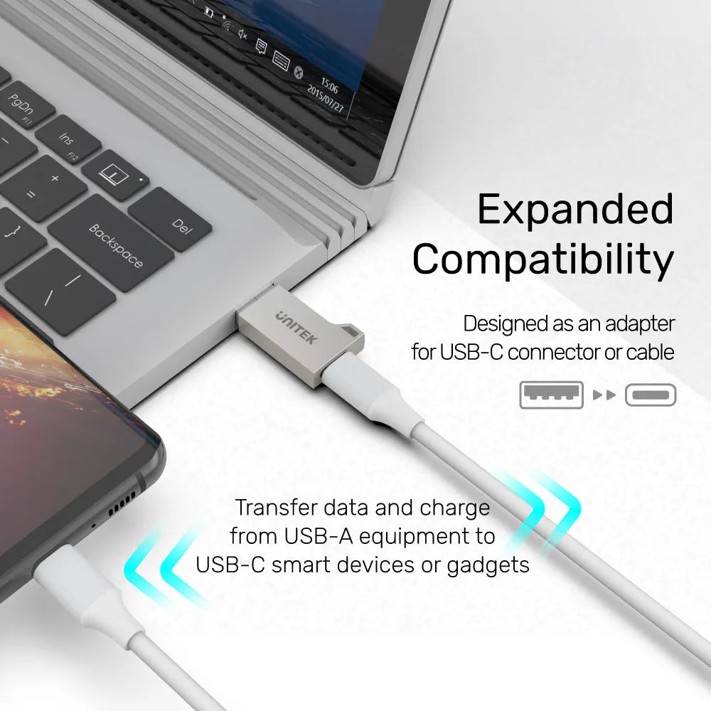 Unitek A1034NI USB-C To USB-A Zinc Adapter - للتقنيات الحديثة TT TAB متجر