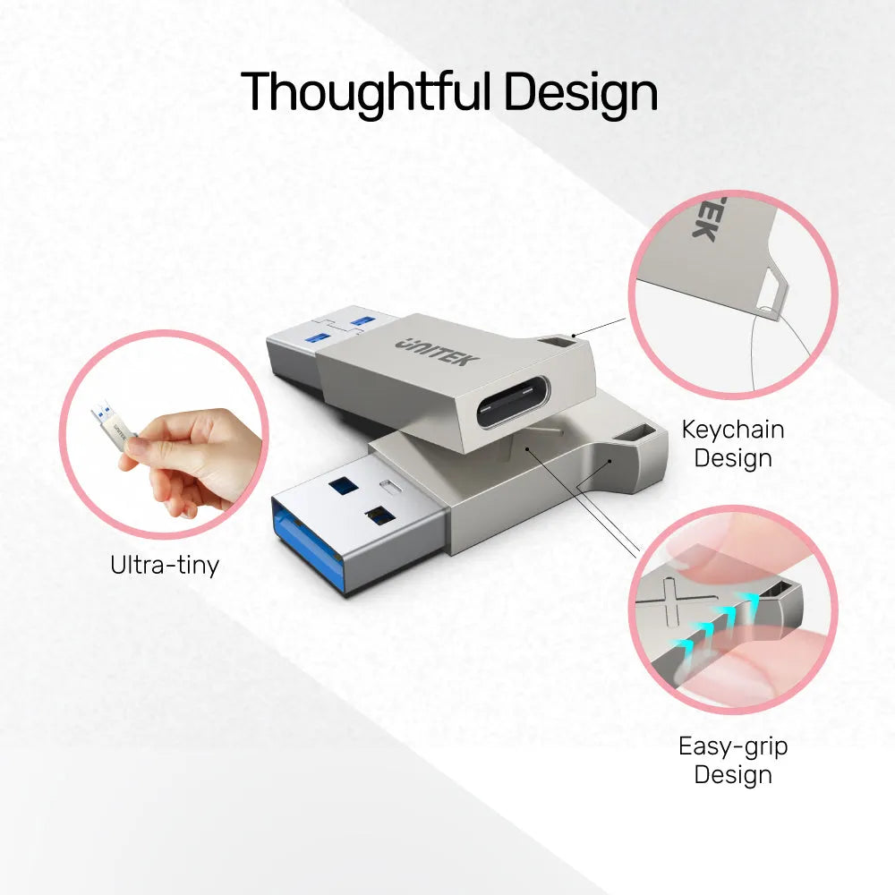 Unitek A1034NI USB-C To USB-A Zinc Adapter - للتقنيات الحديثة TT TAB متجر