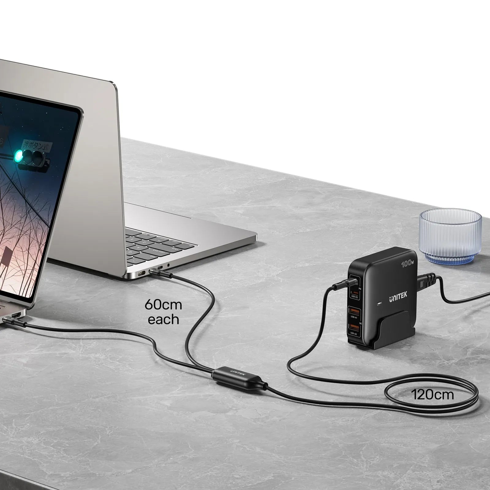 Unitek C14146ABK 100W 2-in-1 USB-C to Dual USB-C Charging Cable 1.8m - متجر TT Tab للتقنيات الحديثة
