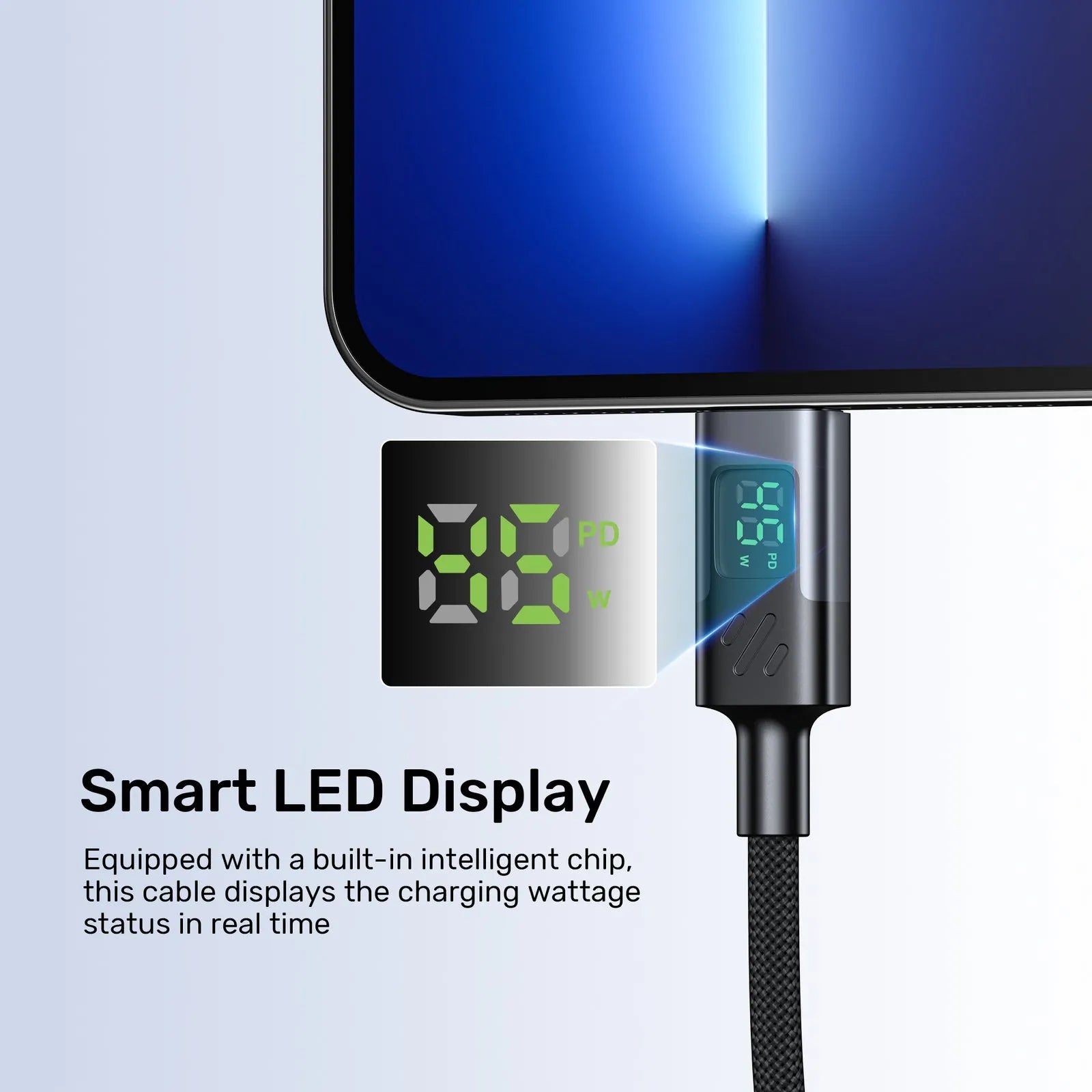 Unitek C14158ABK PD 60W USB-C to USB-C Charging Cable with LED Display - متجر TT Tab للتقنيات الحديثة
