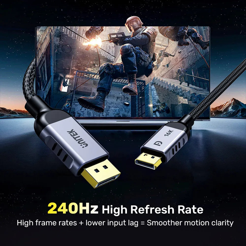 Unitek C1626GY01 Gaming 8K@120Hz DisplayPort 2.1 Cable - للتقنيات الحديثة TT TAB متجر