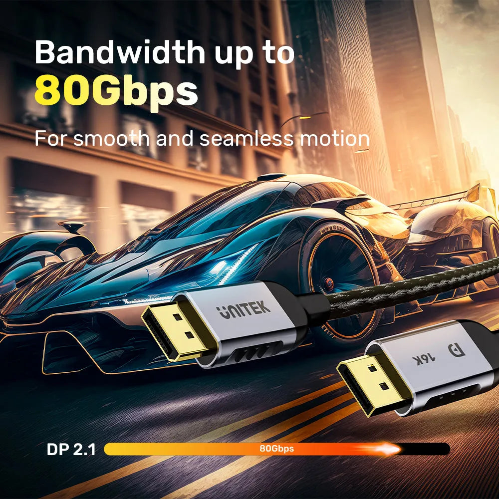Unitek C1626GY01 Gaming 8K@120Hz DisplayPort 2.1 Cable - للتقنيات الحديثة TT TAB متجر