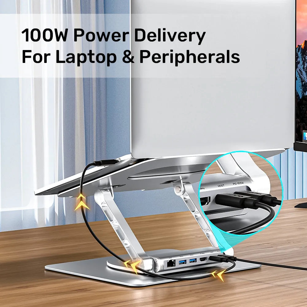 Unitek D1109B Laptop Stand with Detachable USB-C Hub - للتقنيات الحديثة TT TAB متجر