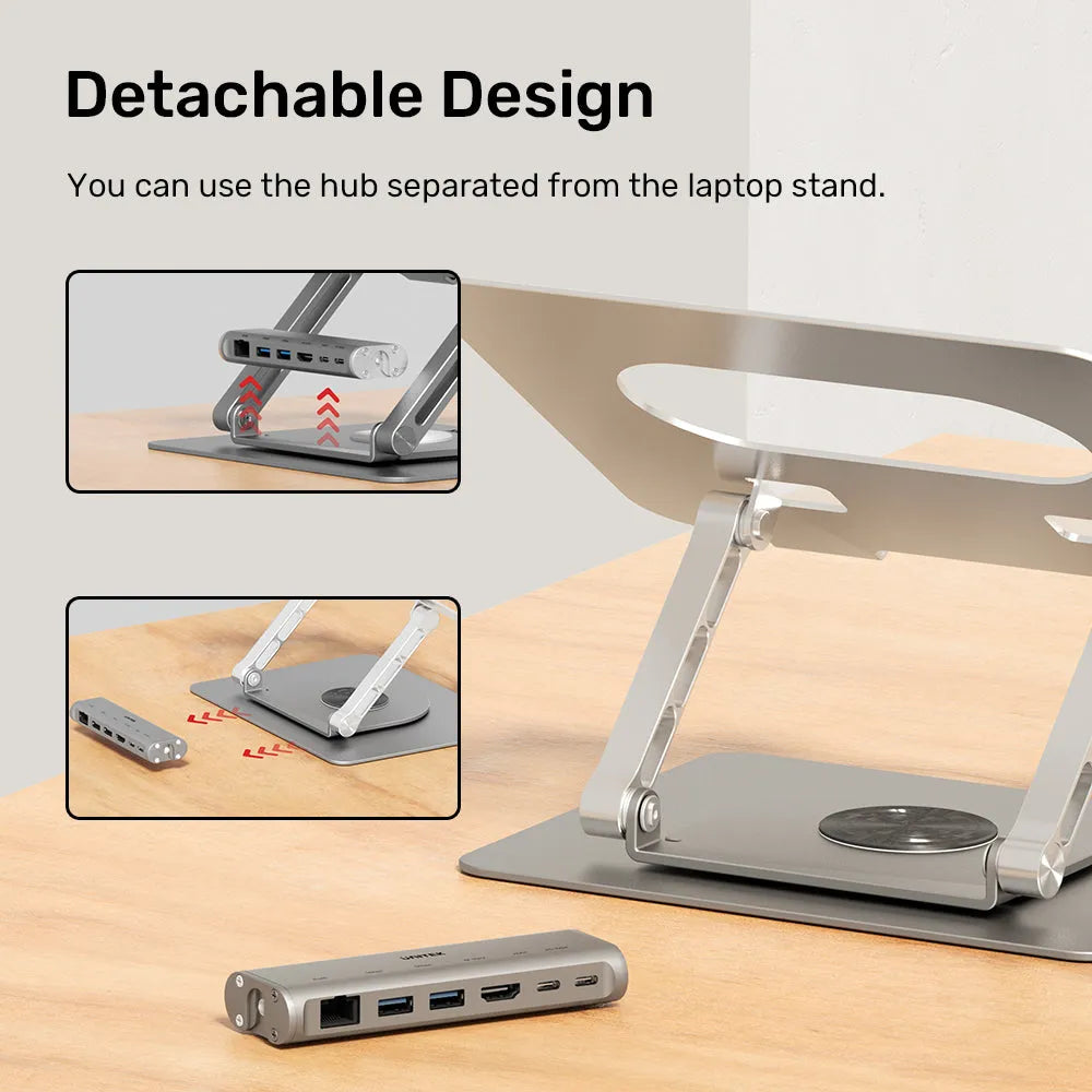 Unitek D1109B Laptop Stand with Detachable USB-C Hub - للتقنيات الحديثة TT TAB متجر