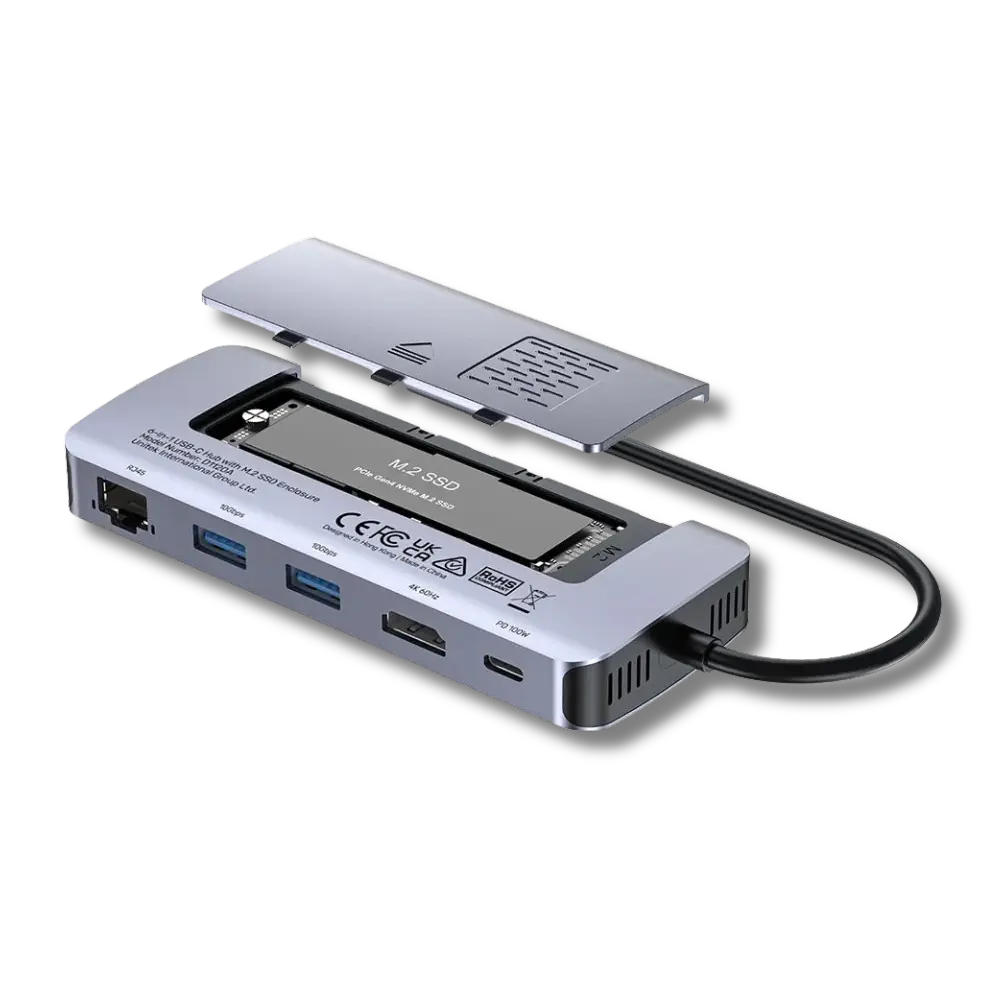 Unitek D1120A01 6-in-1 USB-C Hub with M.2 SSD Enclosure - متجر TT Tab للتقنيات الحديثة