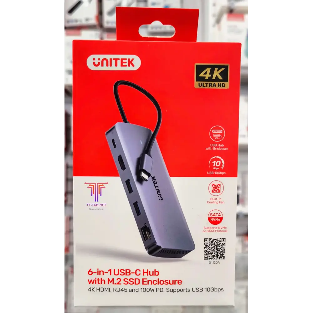 Unitek D1120A01 6-in-1 USB-C Hub with M.2 SSD Enclosure - للتقنيات الحديثة TT TAB متجر