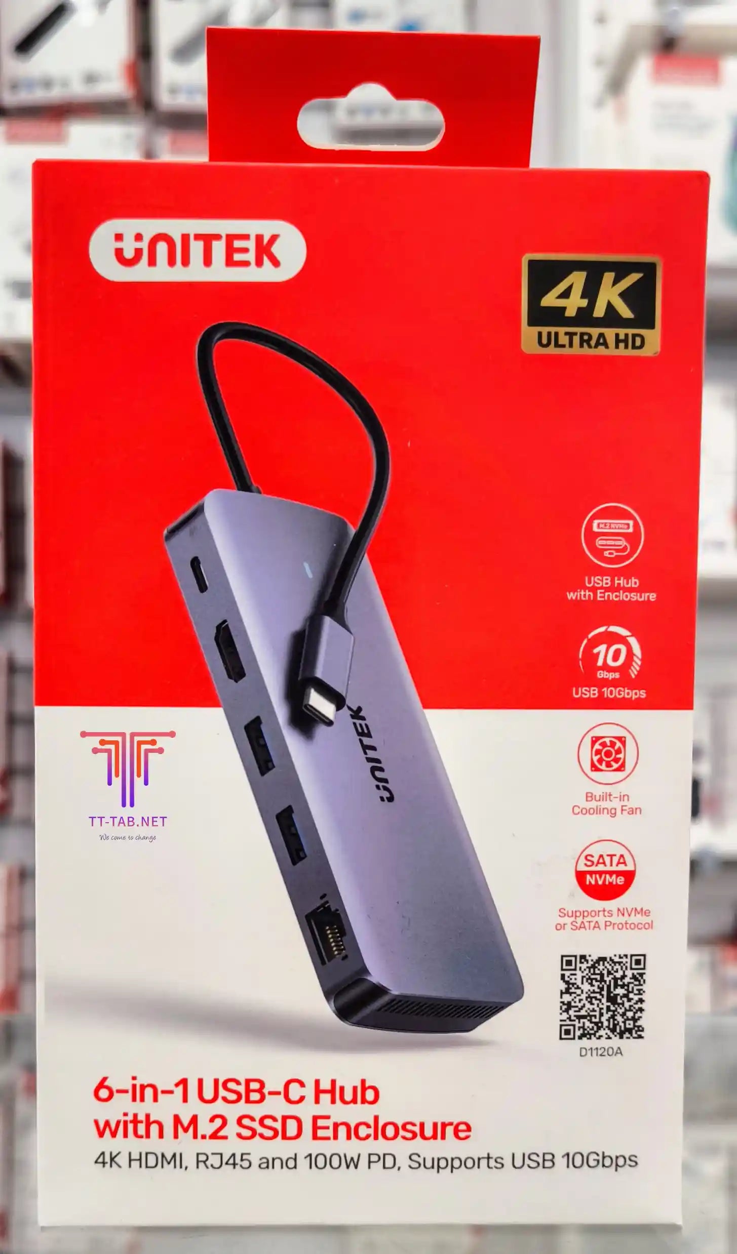 Unitek D1120A01 6-in-1 USB-C Hub with M.2 SSD Enclosure - للتقنيات الحديثة TT TAB متجر
