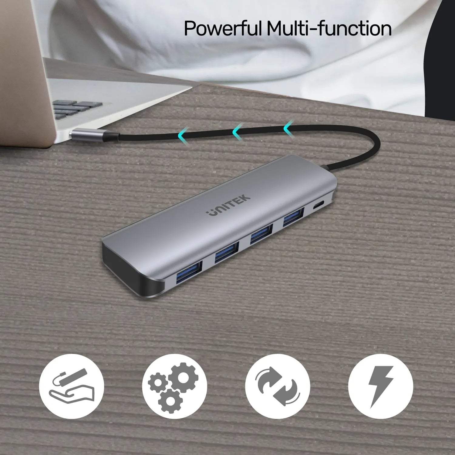 Unitek H1107A uHUB P5+ 4-Ports Powered USB-C Hub - متجر TT Tab للتقنيات الحديثة