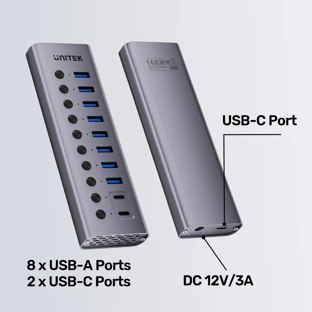Unitek H1315B 10-in-1 Individual Switches Hub Type-C/A - للتقنيات الحديثة TT TAB متجر