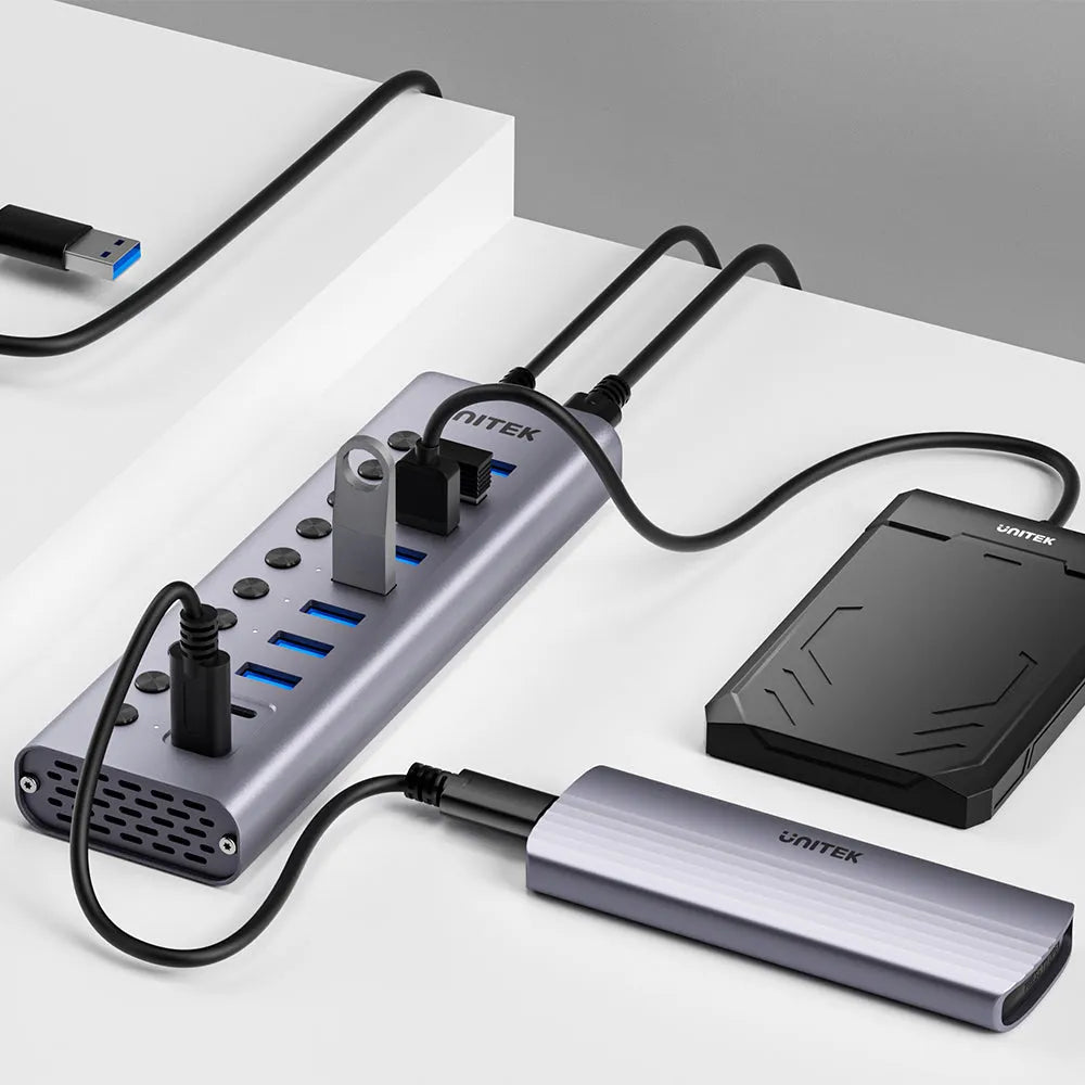 Unitek H1315B 10-in-1 Individual Switches Hub Type-C/A - للتقنيات الحديثة TT TAB متجر
