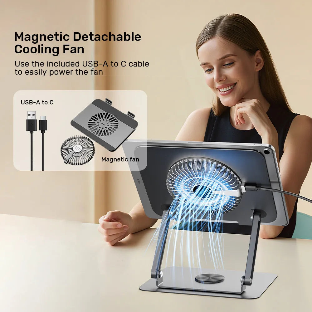 Unitek OT1098AGY01 Adjustable Laptop Stand with Detachable Cooling Fan - متجر TT Tab للتقنيات الحديثة
