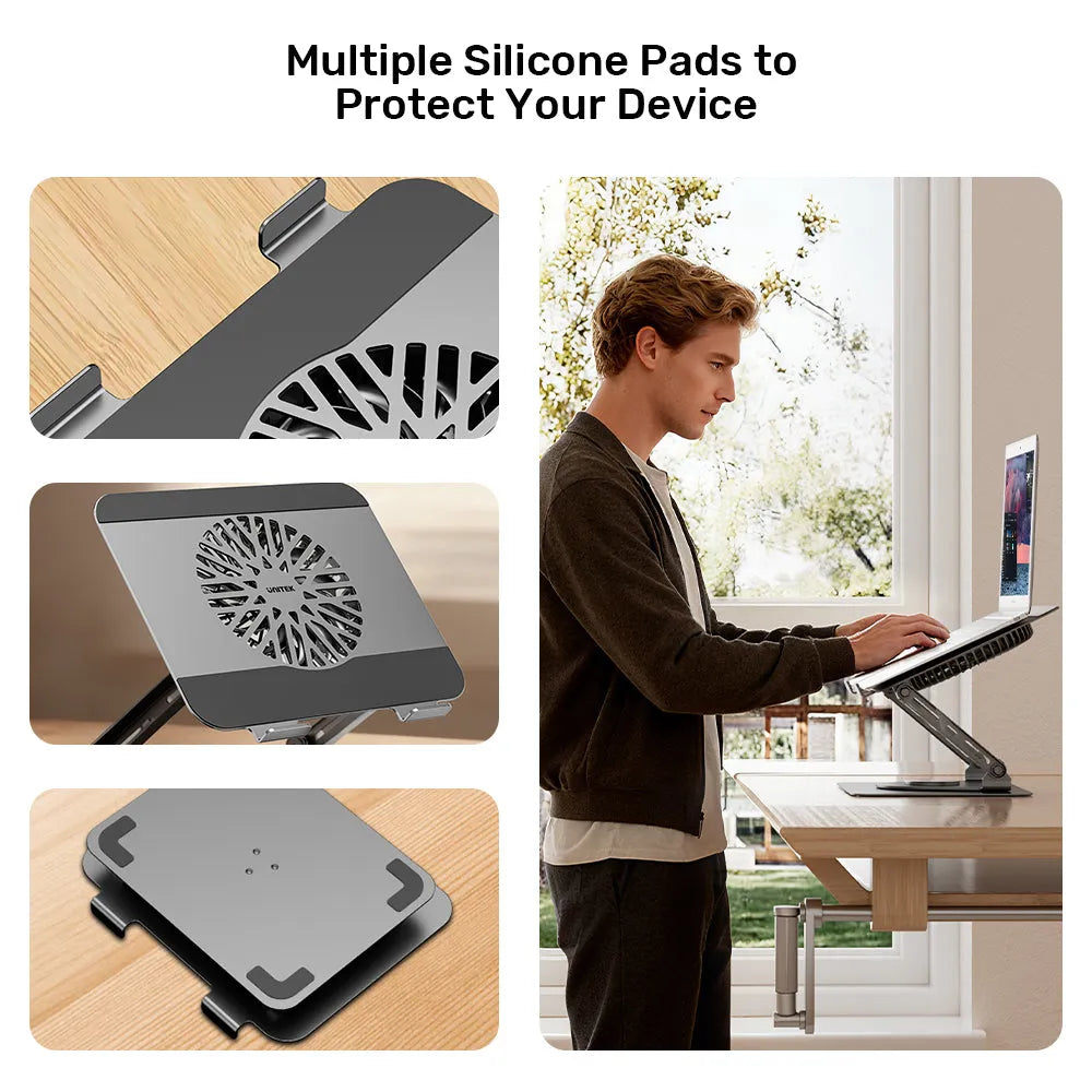 Unitek OT1098AGY01 Adjustable Laptop Stand with Detachable Cooling Fan - متجر TT Tab للتقنيات الحديثة