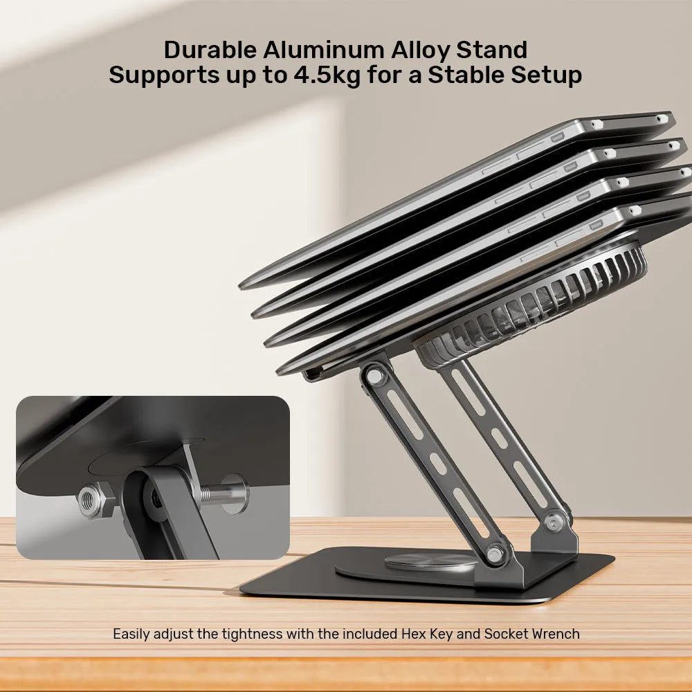 Unitek OT1098AGY01 Adjustable Laptop Stand with Detachable Cooling Fan - متجر TT Tab للتقنيات الحديثة