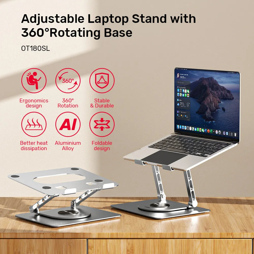 Unitek OT180SL01 Adjustable Laptop Stand with 360° Rotating Base - للتقنيات الحديثة TT TAB متجر