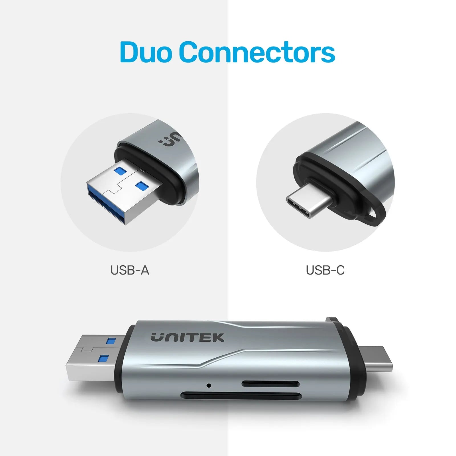 Unitek 2in-1 SD 3.0 Card Reader Type-C/ Type-A - للتقنيات الحديثة TT TAB متجر