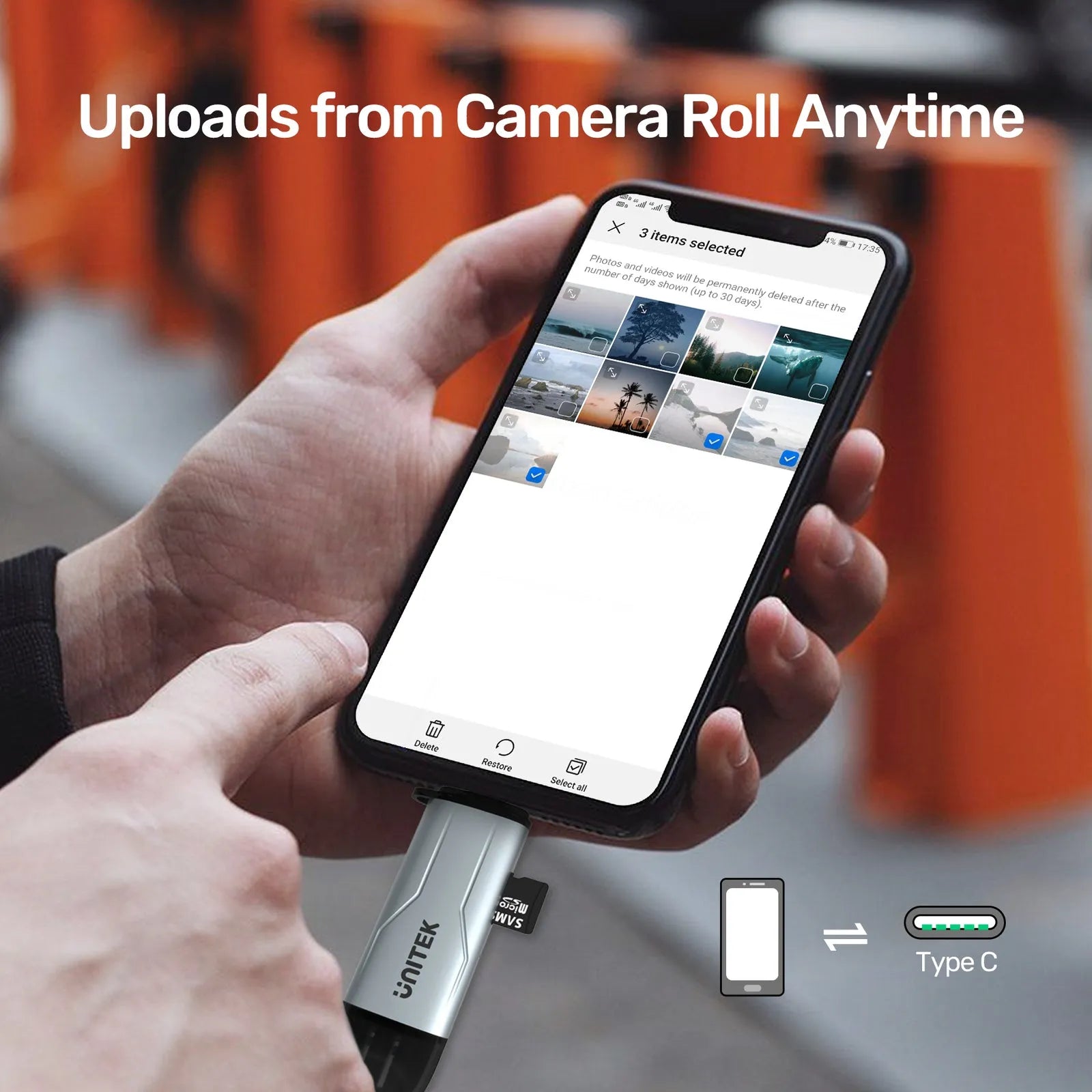 Unitek 2in-1 SD 3.0 Card Reader Type-C/ Type-A - للتقنيات الحديثة TT TAB متجر