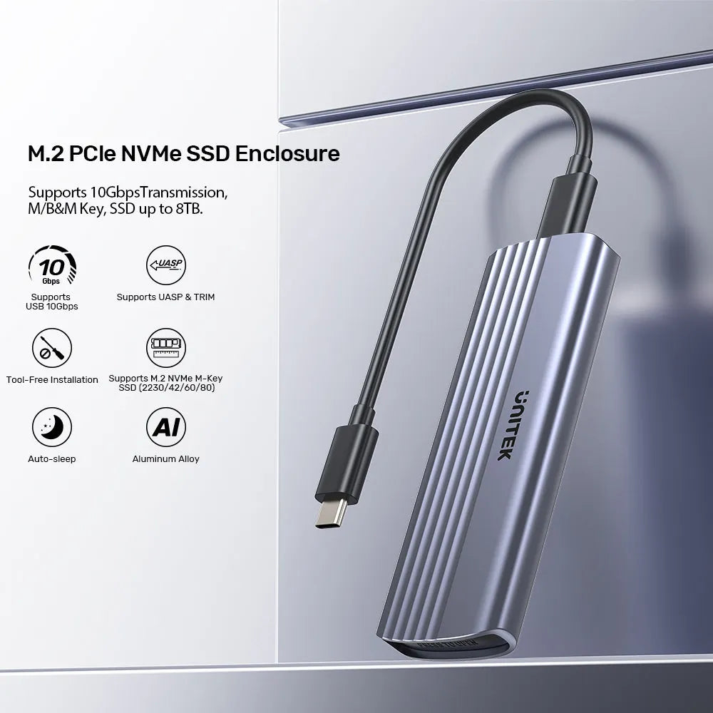 Unitek S1241B01 M.2 PCIe NVMe SSD Enclosure Support up to 8TB - للتقنيات الحديثة TT TAB متجر