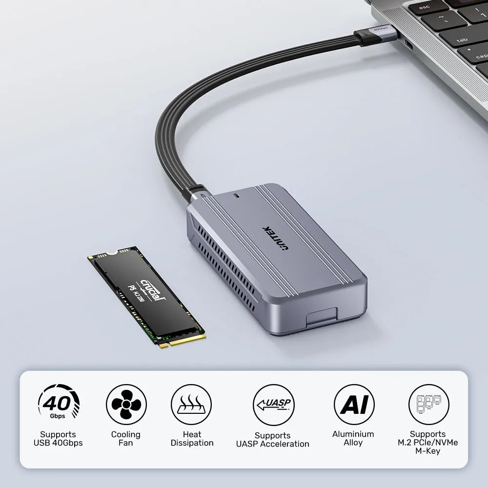 Unitek S1242AGY01 USB4 40Gbps M.2 SSD Enclosure with Cooling Fan - متجر TT Tab للتقنيات الحديثة