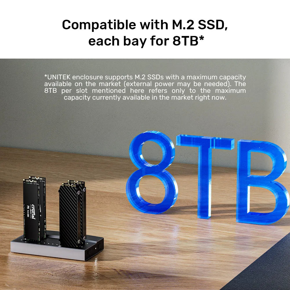 Unitek S1243BGY01 USB4 4-Bay M.2 SSD Docking Station Support Offline Clone - متجر TT Tab للتقنيات الحديثة