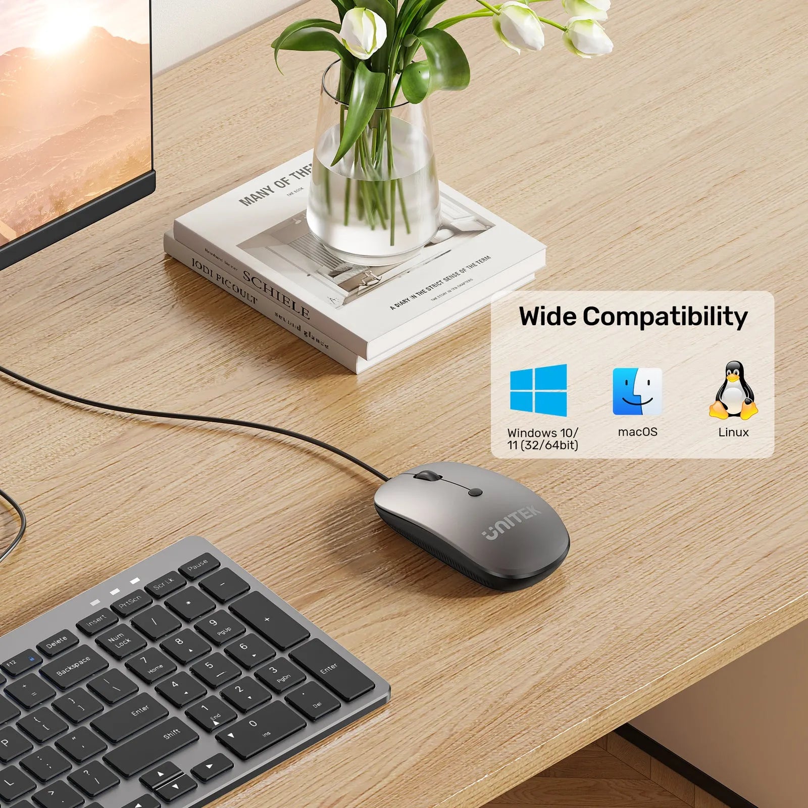 Unitek SlimTrack Wired Optical Mouse with Quiet Clicks - متجر TT Tab للتقنيات الحديثة