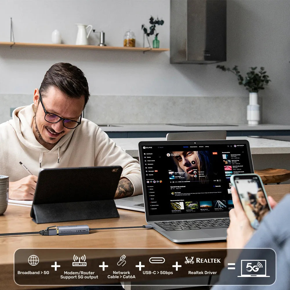 Unitek U1343AGY01 USB-C to 5Gbps Ethernet Adapter - متجر TT Tab للتقنيات الحديثة