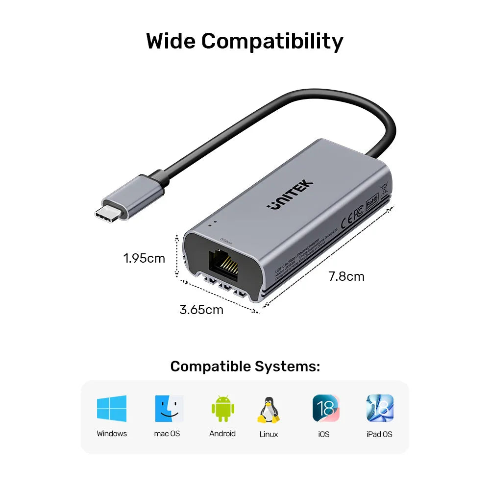 Unitek U1343AGY01 USB-C to 5Gbps Ethernet Adapter - متجر TT Tab للتقنيات الحديثة