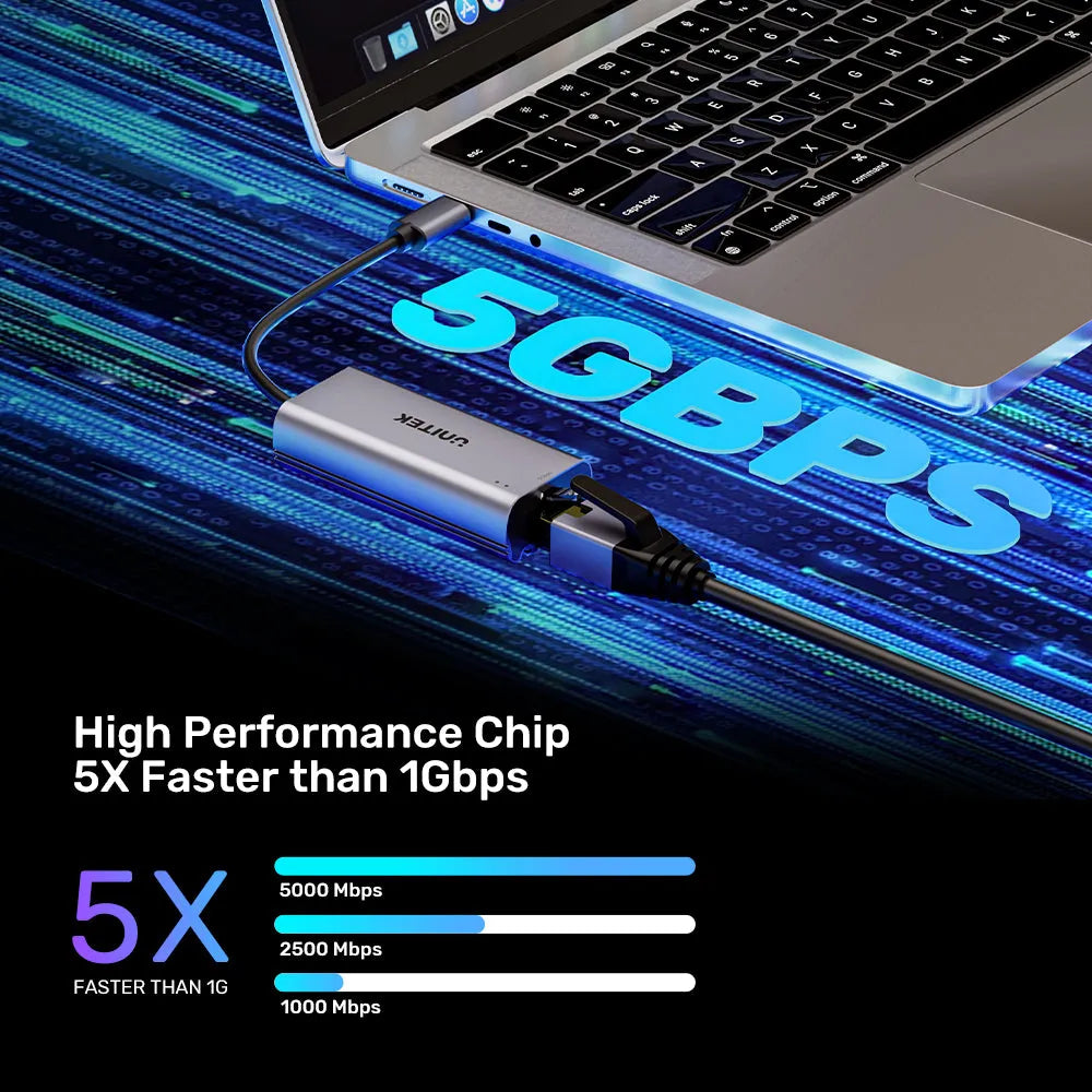 Unitek U1343AGY01 USB-C to 5Gbps Ethernet Adapter - متجر TT Tab للتقنيات الحديثة