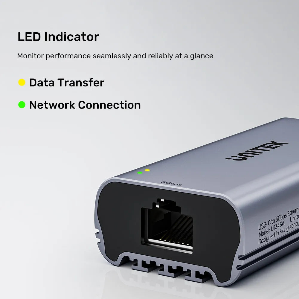 Unitek U1343AGY01 USB-C to 5Gbps Ethernet Adapter - متجر TT Tab للتقنيات الحديثة