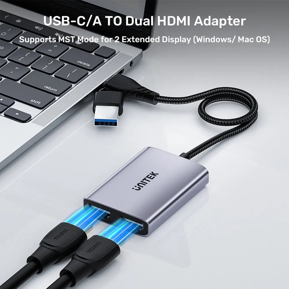 Unitek V1427A01 USB C/A Dual HDMI Adapter - للتقنيات الحديثة TT TAB متجر