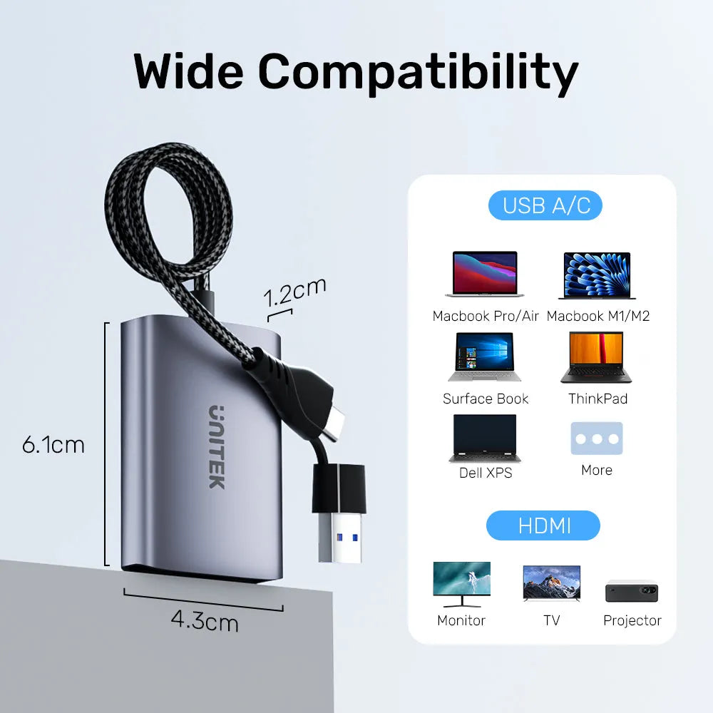 Unitek V1427A01 USB C/A Dual HDMI Adapter - للتقنيات الحديثة TT TAB متجر