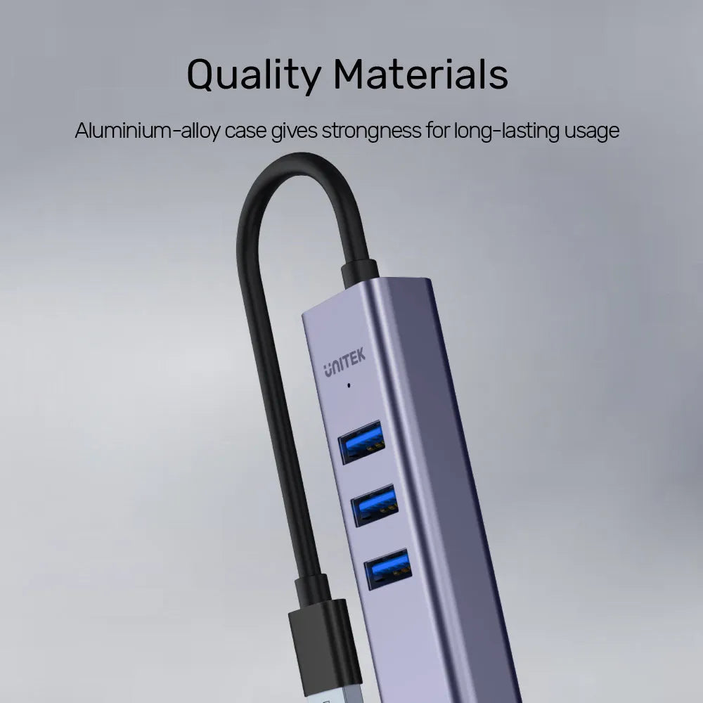 Unitek Y-3088B uHUB Q4+ 4-in-1 Ethernet Hub - متجر TT Tab للتقنيات الحديثة