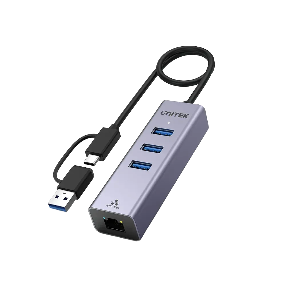 Unitek Y-3088B uHUB Q4+ 4-in-1 Ethernet Hub - للتقنيات الحديثة TT TAB متجر