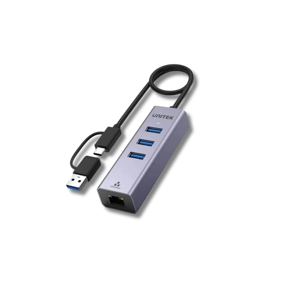 Unitek Y-3088B uHUB Q4+ 4-in-1 Ethernet Hub - للتقنيات الحديثة TT TAB متجر