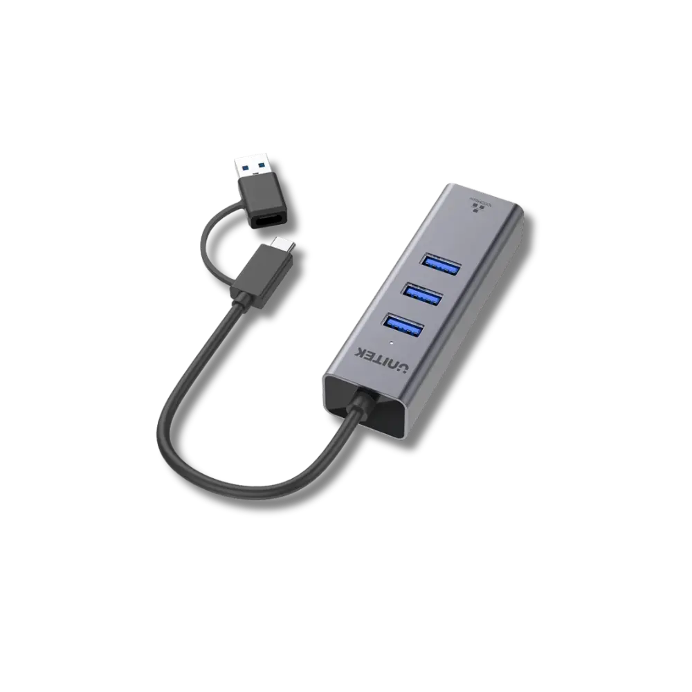 Unitek Y-3088B uHUB Q4+ 4-in-1 Ethernet Hub - متجر TT Tab للتقنيات الحديثة