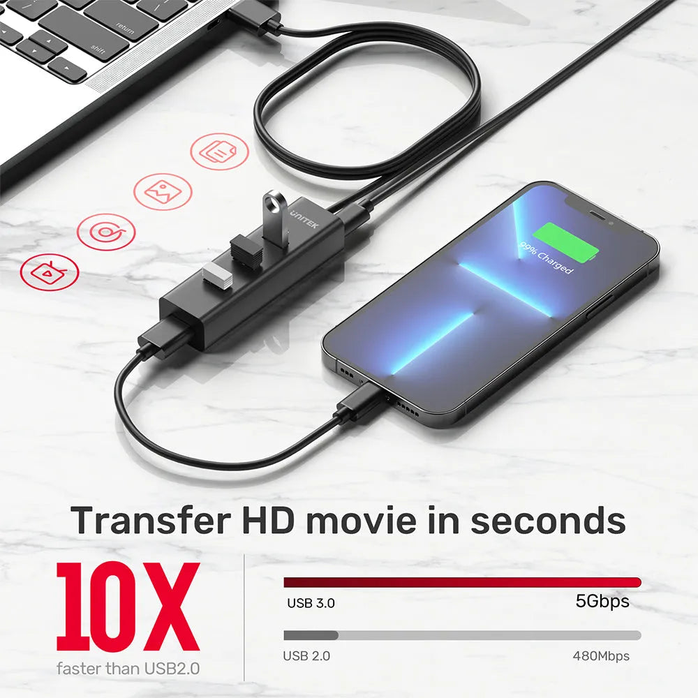 Unitek Y-3089V01 4-in-1 USB-A 5Gbps Hub - متجر TT Tab للتقنيات الحديثة