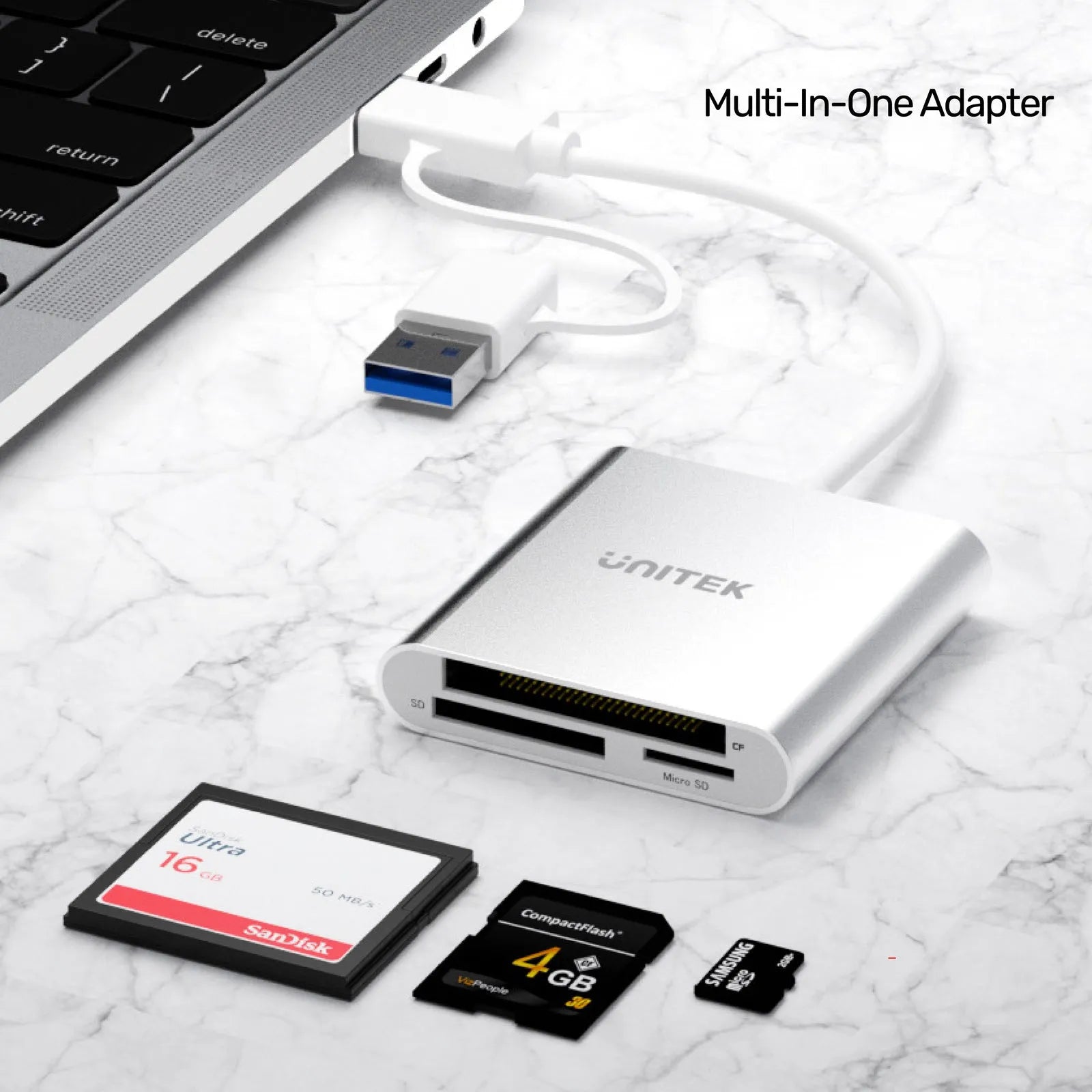 Unitek Y-9313D 3-Ports Card Reader With USB-C/A Adapter - للتقنيات الحديثة TT TAB متجر