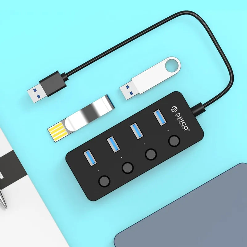 Orico W9PH4-U3-V1 USB HUB with Individual On/Off Switches - للتقنيات الحديثة TT TAB متجر