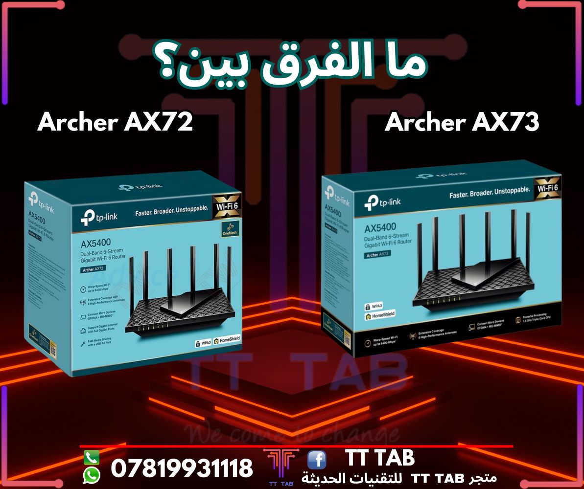 ما الفرق بين راوتر Archer AX73 و Archer AX72؟