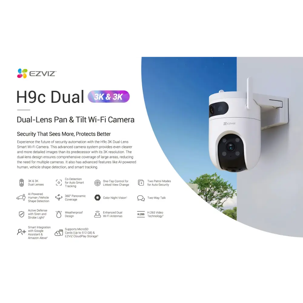 EZVIZ H9c Dual 3K + 3K Outdoor Dual-Lens Pan/Tilt Wi-Fi Camera - متجر TT Tab للتقنيات الحديثة