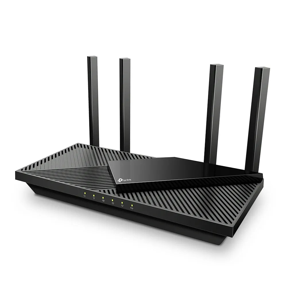TP-Link Archer AX55 Pro AX3000 Wi-Fi6 gaming router with four external antennas, ports visible on the front panel.